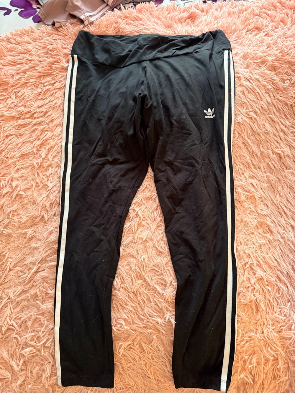 adidas Black Leggings with White Triple Stripes